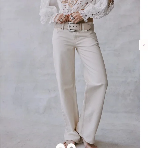 Free People We The Free Tennessee Low-Rise Boyfriend Jeans Size 30 Ecru - Picture 5 of 16